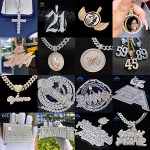 Custom Vvs Lab liontin huruf berlian Moissanite tumbuh emas putih putih 925 perak murni liontin Logo perhiasan wanita halus - Product Image 3