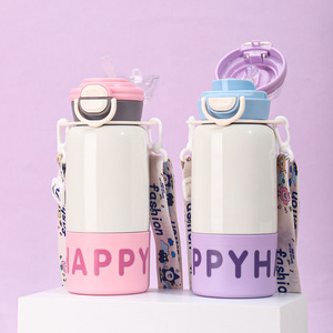 Stylish Letter Print Insulated Water Bottle With Strap Portable Drinking Cup For Students Outdoor Use Car Use - Product Image 4