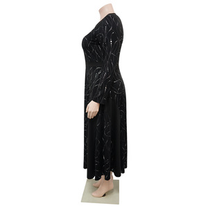 Nouvelle robe maxi imprimée grande taille pour femmes - Manches longues, col rond, robe élégante décontractée et formelle, tendance - Product Image 6