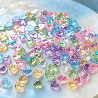 100 pièces de breloques pour ongles en forme de cœur creux, bonbons sucrés, couleurs transparentes mélangées, perles en résine 3D, strass pour ongles Kawaii, manucure DIY