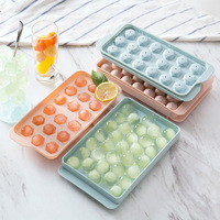 Bac à glaçons rond antiadhésif réutilisable 33 cavités sphère fabricant de boules de glace Silicone moule à polygone de glace avec couvercle