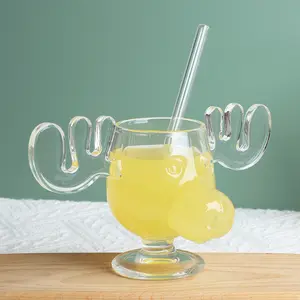 Copos de vidro para bebidas copo de água de vidro de borosilicato transparente em forma de alce