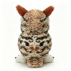 Peluche de búho con patrón de plumas impreso y detallado, personalizado, en tonos tierra, con manchas, tipo búho del bosque, suave, peluche de búho orejudo. - Product Image 3