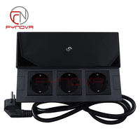 Enchufe Eléctrico Oculto Deslizable de Acrílico de Lujo para Escritorio, Toma de Corriente de 3 Vías con Estándar Europeo, Cargador para Escritorio de Oficina