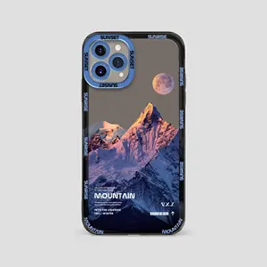 Luxo Limpar Estética Snow Mountain Capa de telefone transparente para iPhone11 12 13 14 Pro Max X XR XS Soft Silicone Shockproof Cover