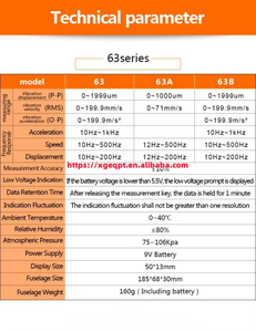เครื่องวัดการสั่นสะเทือนแบบดิจิตอล Vc63b Mini Orange ช่วงการวัด 1-1999 ไมครอน ความเร็วการเคลื่อนที่ 0.1-199.9 มม./วินาที วิบโรมิเตอร์แบบ RMS - Product Image 4