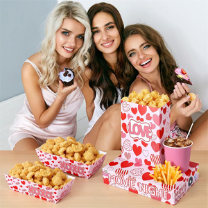 Artículos para Fiestas de San Valentín, Bandejas de Papel para Aperitivos con Diseño de Corazón y <span class=keywords><strong>Amor</strong></span>, Bolsas para Palomitas para Fiestas en Casa, Cumpleaños, Cine - Product Image 6