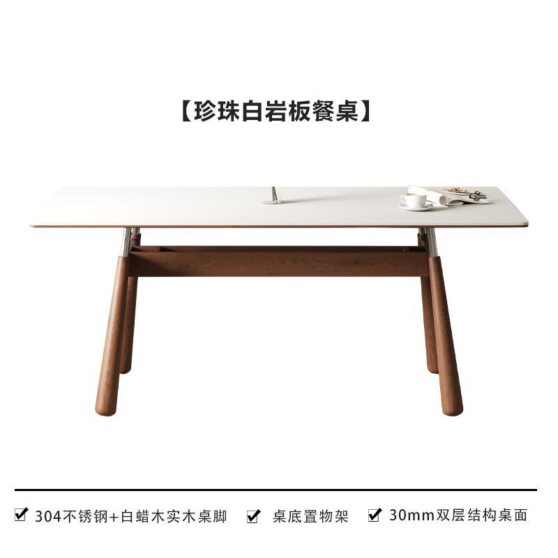 Single table with pearl white slab