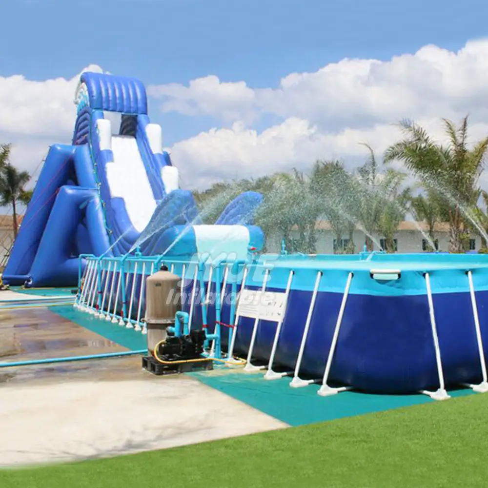 Büyük PVC taşınabilir yer üstü yüzme havuzu dikdörtgen Metal yapı iskeletli yüzme havuzu satılık