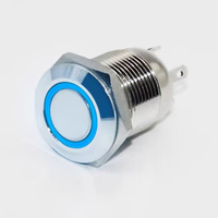 HBSWITCH Zhejiang 12mm 2A 1NO Bouton poussoir métallique entièrement éclairé par LED IP65 Boutons de jeu d'arcade Fournisseur d'usine