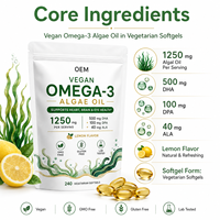 Cápsulas de Aceite de Algas Omega 3 Veganas de Etiqueta Limpia, a Base de Plantas, Sin OMG, Suplemento de Bienestar para Minoristas Profesionales, Venta al por Mayor, OEM