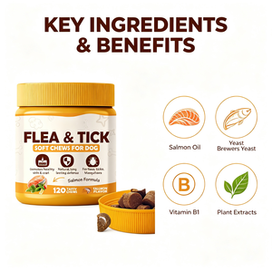 Masticables Blandos Sin Granos Contra <span class=keywords><strong>Pulgas</strong></span> y Garrapatas <span class=keywords><strong>para</strong></span> Perros de Raza Grande |   Soporte Natural <span class=keywords><strong>para</strong></span> Parásitos e Inmunidad con Glucosamina y Condroitina - Product Image 6