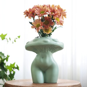 Champignon Corps féminin <span class=keywords><strong>Vase</strong></span> excentrique Unique Cute and Funny Boho Mushroom Butt <span class=keywords><strong>Vase</strong></span> for Flower Modern Home Esthétique for Decorating - Product Image 2
