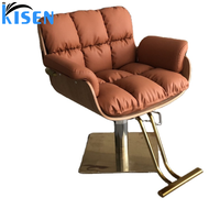 Kisen Offres Spéciales 2024 chaise de barbier antique vintage hydraulique avec cadre en argent doré base ronde pour la beauté des dames