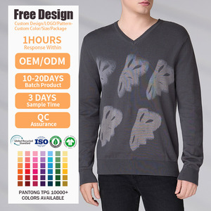 Custom LOGO OEM Men Sweater Manufacturer Jacquard <b>Pattern</b> Pullover Casual V Neck Jumper Winter Men <b>Knitted</b> Sweater - Product Image 2