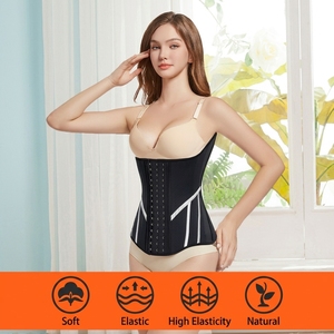 Ceinture amincissante pour femme en <span class=keywords><strong>latex</strong></span> lisse avec 9 baleines en acier, 4 rangées de crochets, gaine sculptante pour le contrôle du ventre, idéale pour le sport et l'entraînement - Product Image 3