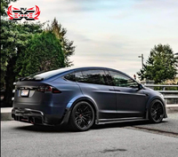 Jupes latérales à lèvre avant en Fiber de carbone de qualité supérieure diffuseur arrière Spoiler aile Canards Kit de carrosserie de Style RZ pour Tesla modèle X 2023