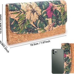 Sac à main Boshiho pour femme en liège végétalien écologique avec rabat et boucles, 3 couleurs interchangeables, longue bandoulière, protection RFID, logo en polyester, parfait - Product Image 2