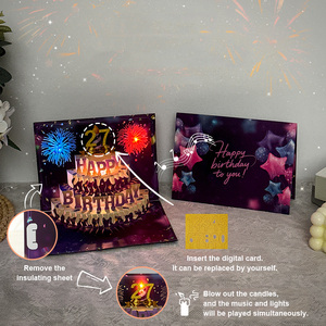 Handmade Birthday 3D Pop Greeting Card with Light Music Fireworks Creative Envelope Star Language Custom Logo