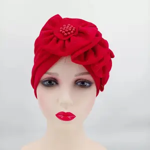 China Suppliers Fashion Muslim Turban Flower Shape African Nigerian Head Turbans