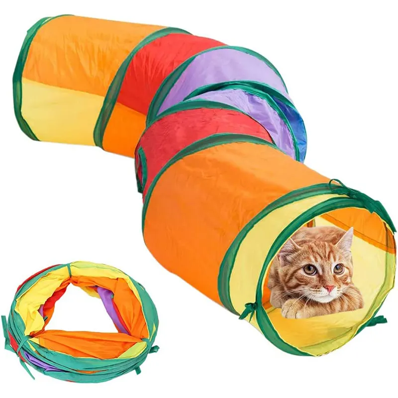 خيمة لعب القطط عالية الجودة، لعبة القطط التفاعلية، منزل القطط المستدير، سرير على شكل نفق القطط للطي في الأماكن المغلقة