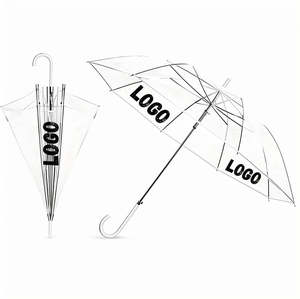 موك صغير الصين مصنع الجملة مخصص الترويجي شعار مقاوم للرياح فقاعة واضحة شفافة المرأة مظلة المطر - Product Image 1