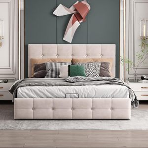 Cabecera de Cama Tapizada en Terciopelo/<span class=keywords><strong>Tela</strong></span>/Chenilla de Diseño Italiano, con Espacio de Almacenamiento Hidráulico, Funcional, para Invitados, Venta al por Mayor de Fábrica - Product Image 1