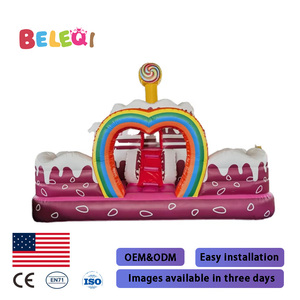 <span class=keywords><strong>Castillo</strong></span> Inflable Grande Rosa para Exteriores, Combinación de Tobogán y Escalada, <span class=keywords><strong>Castillo</strong></span> Hinchable con Diseño de Pastel Personalizado - Product Image 1