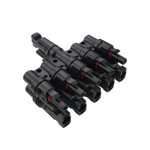 T-type 5-way MC 4 T photovoltaic connector photovoltaic DC special plug solar module one minute four parallel connector