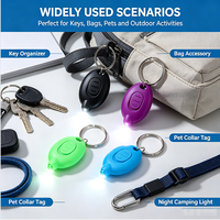 Mini lampe torche LED porte-clés en plastique noir avec logo personnalisé, cadeau promotionnel lumineux pour sac de fête