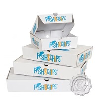 Boîte d'emballage en carton ondulé écologique et recyclable pour poisson et frites, impression personnalisée, pour aliments pour bébés et frites, vente en gros