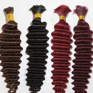 Luxury human bulk hair deep wave color 613# 27# 30# 350# 99J braiding human hair bulks