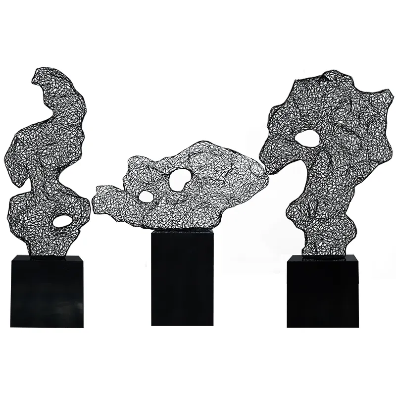 Wholesales Modern Resin Abstract Art Iron Garden Statues Cast Iron Statue With Marble Base