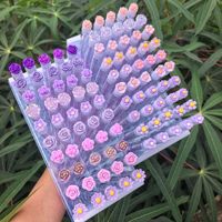 Sikat Maskara Bulu Mata Plastik Bunga Ungu, Sisir Tabung Spoolie Mawar, Maskara Glitter
