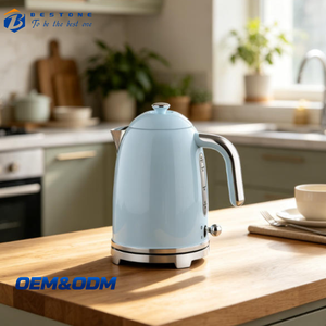 Bouilloire Électrique Rétro Vintage 1,7 L en Acier Inoxydable avec Indicateur de Niveau d'Eau Transparent Sans Fil pour la Maison - Product Image 1
