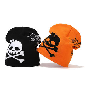 Nuevas gorras cálidas de invierno y otoño Gorras Halloween Día de todos los Santos Y2K Skullies Sombreros Calabaza Fantasma Camuflaje Punto Gorro de punto - Product Image 3