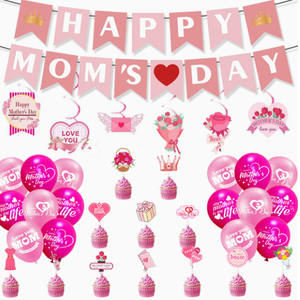 DAMAI Love Mother's Day Customizable Party Decorations for Valentine's Day With Paper Bunting Banner & Cake Toppers <b>Balloons</b> Set - Product Image 1