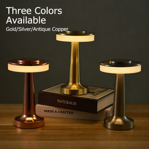 Lampe de bureau rétro en métal en forme d'haltère, rechargeable par USB, lampe de chevet tactile à trois couleurs, variateur d'intensité, veilleuse à changement de couleur - Product Image 1