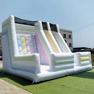 สไลเดอร์เป่าลมเชิงพาณิชย์ ผนังปีนป่าย PVC บ้านลมสีพาสเทล ศูนย์เล่นสำหรับเด็ก สำหรับเล่นในร่มและกลางแจ้ง - Product Image 1