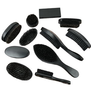 Cepillo Profesional para Barba y Afeitado con Cerdas 100% Naturales de Jabalí, Mango Curvo de Madera de Haya, para Uso en Casa o Salón - Product Image 1