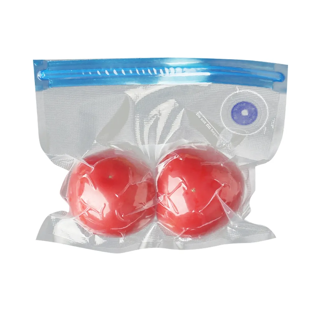 最高品質の再利用可能な真空食品収納バッグ食品用プラスチック透明エンボス真空ジップロックバッグ
