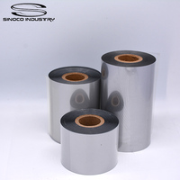 Pita Transfer termal Resin lilin perak 110mm * 300m Premium solusi baru kompatibel untuk Brother printer Barcode pita 24mm