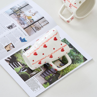 Grande tasse à lait en céramique écologique, créative, colorée sous glaçure, en forme de cœur et de nœud, compatible micro-ondes et lave-vaisselle, certifiée CE