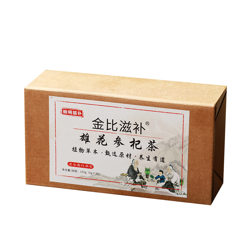 Traditional Chinese Medicinal Materials Ginseng Five Treasures Tea Eucommia Ulmoides Male Flower Mulberry Handcrafted Tea Bags