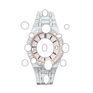 Montre automatique de luxe sportive en acier inoxydable avec bracelet entièrement serti de moissanite, trois montres hip-hop en moissanite - Product Image 1