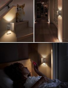 Veilleuse LED moderne 2026 à capteur crépusculaire, blanc chaud, intensité variable, à brancher pour chambre à coucher - Product Image 3