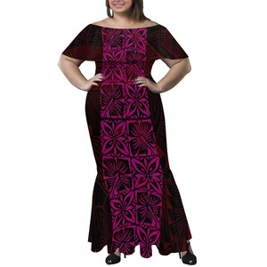 Le donne più vendute <span class=keywords><strong>di</strong></span> grandi dimensioni 8XL seta del latte vestito Sexy con spalle scoperte Pacific Island Art immagine personalizzata abito a coda <span class=keywords><strong>di</strong></span> pesce con una spalla - Product Image 6