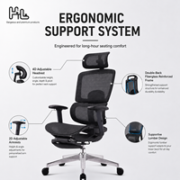 Chaise de bureau ergonomique pivotante moderne de haute qualité avec appui-tête, support lombaire et repose-pieds, en maille, inclinable et réglable