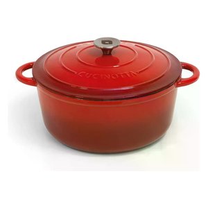 Cocotte en fonte avec couvercle (28x18cm) Revêtement émaillé Antiadhésif Compatible gaz et induction Rouge CUCINOTTA 7019005 - Product Image 1