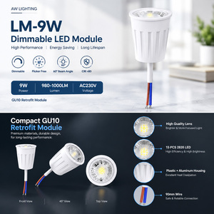 9W LED ดาวน์ไลท์โมดูลพลาสติกหุ้มอลูมิเนียม AC 230V 950-1000LM หรี่แสงได้ ไม่กระพริบ 60 องศามุมลำแสง SMD 2835 - Product Image 3